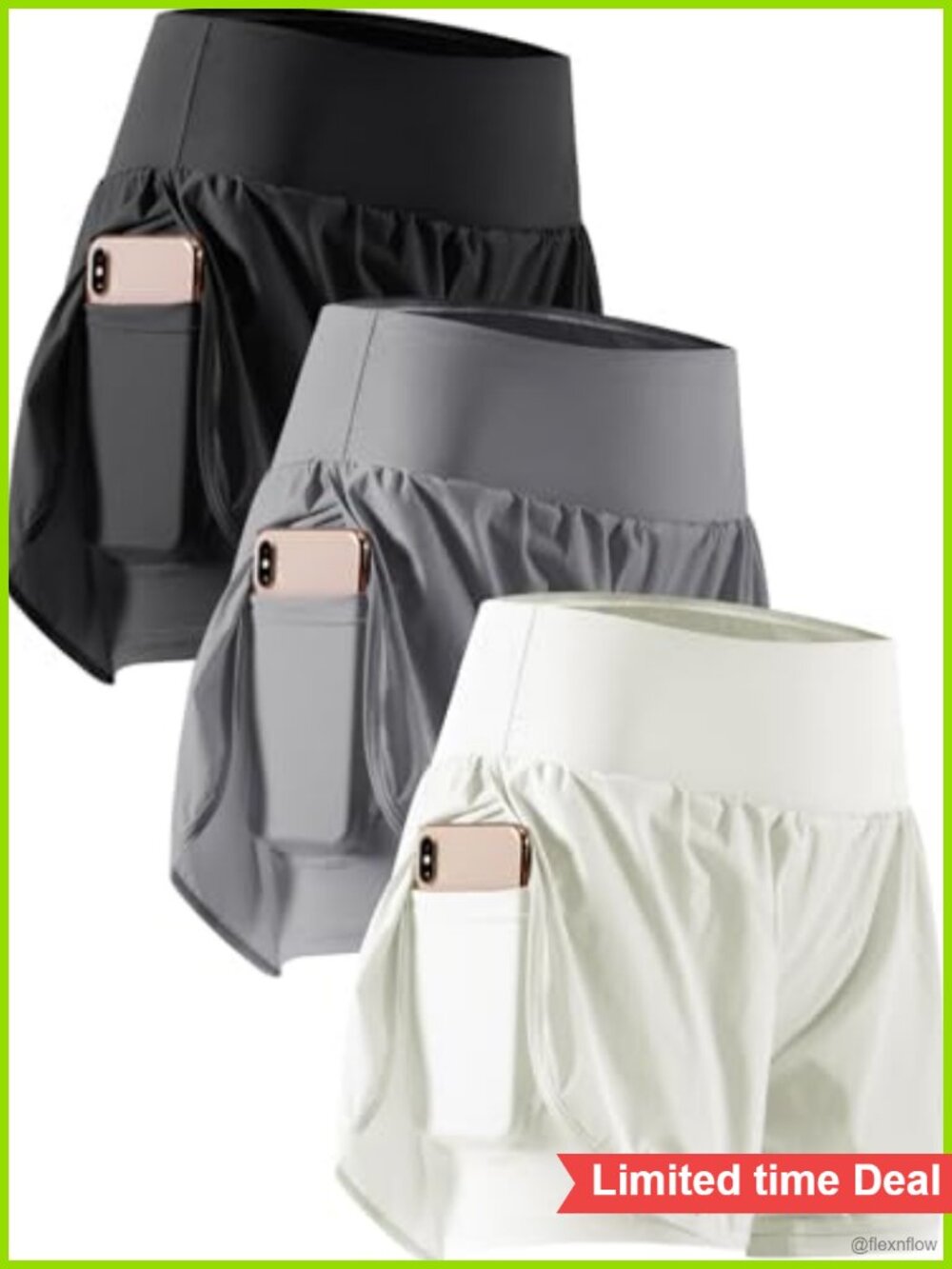 2 in 1 Women's Running Shorts with Phone Pockets High Rise Quick Dry